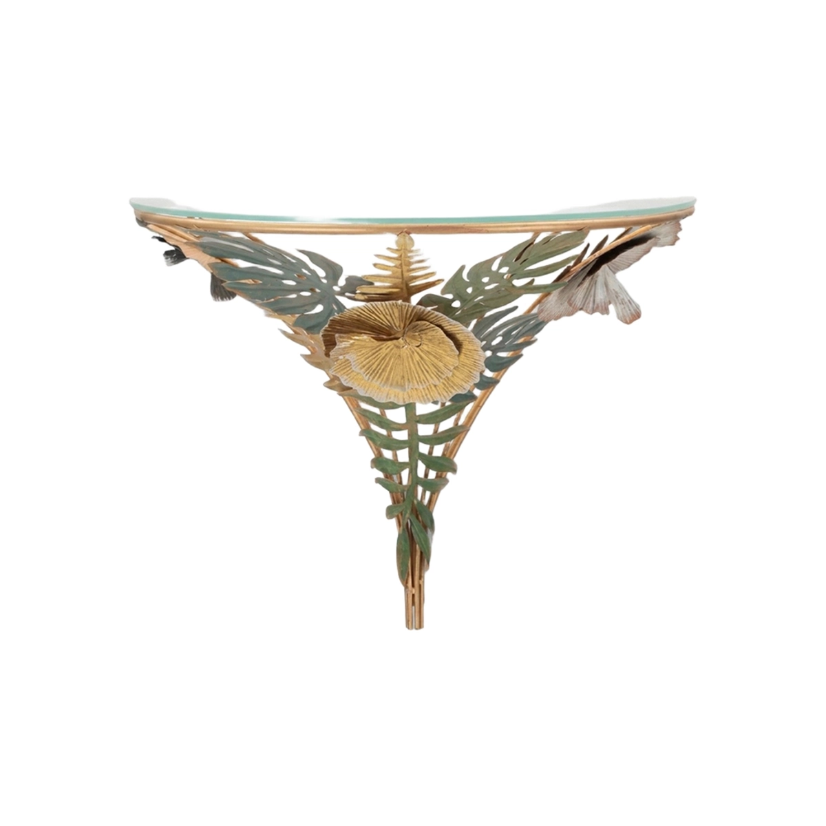 Butterflies Wall Mounted Bedside Table in Metal and Glass Mauro Ferretti — 1