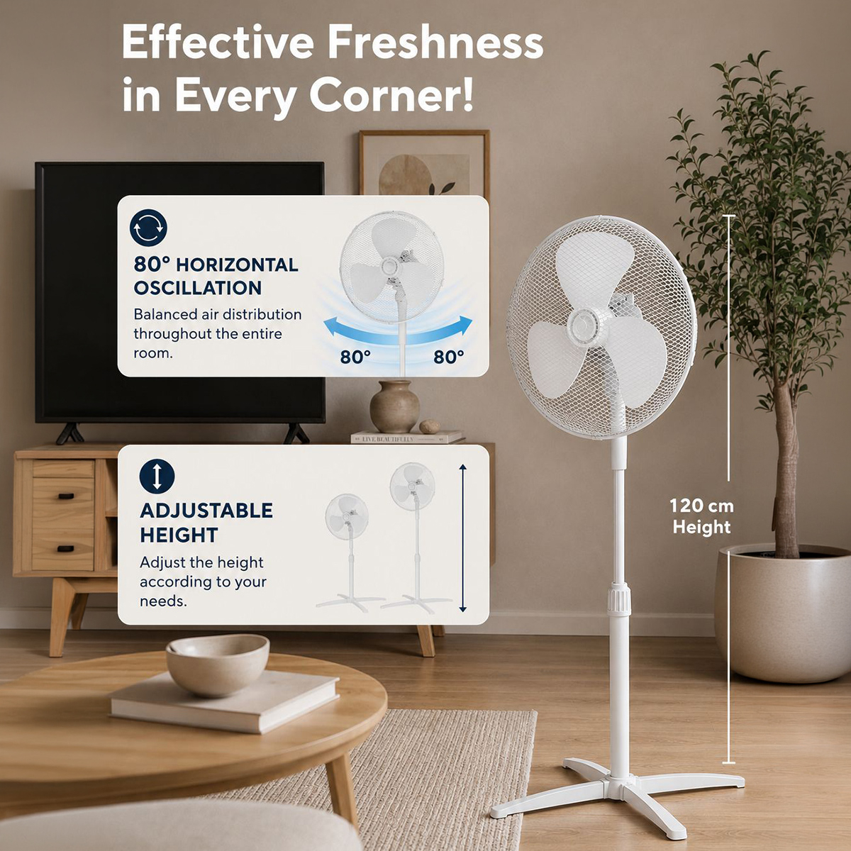 Ventilatore a piantana oscillante 40 cm Norel