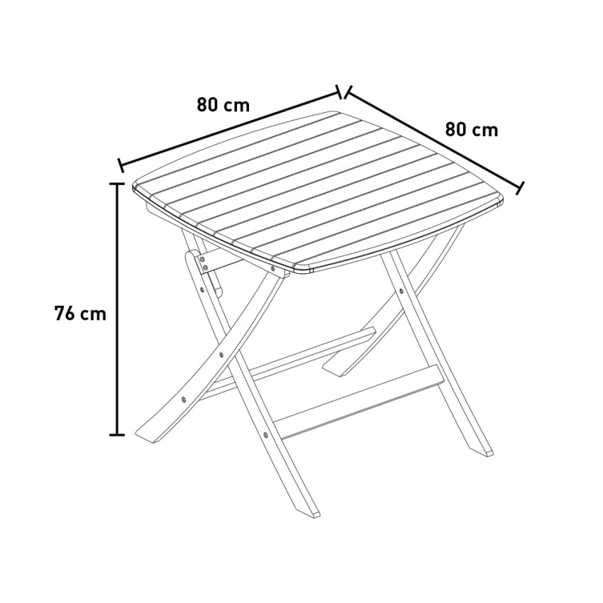 Kedels Raiva Square Folding Wooden Outdoor Table 80x80cm — 3