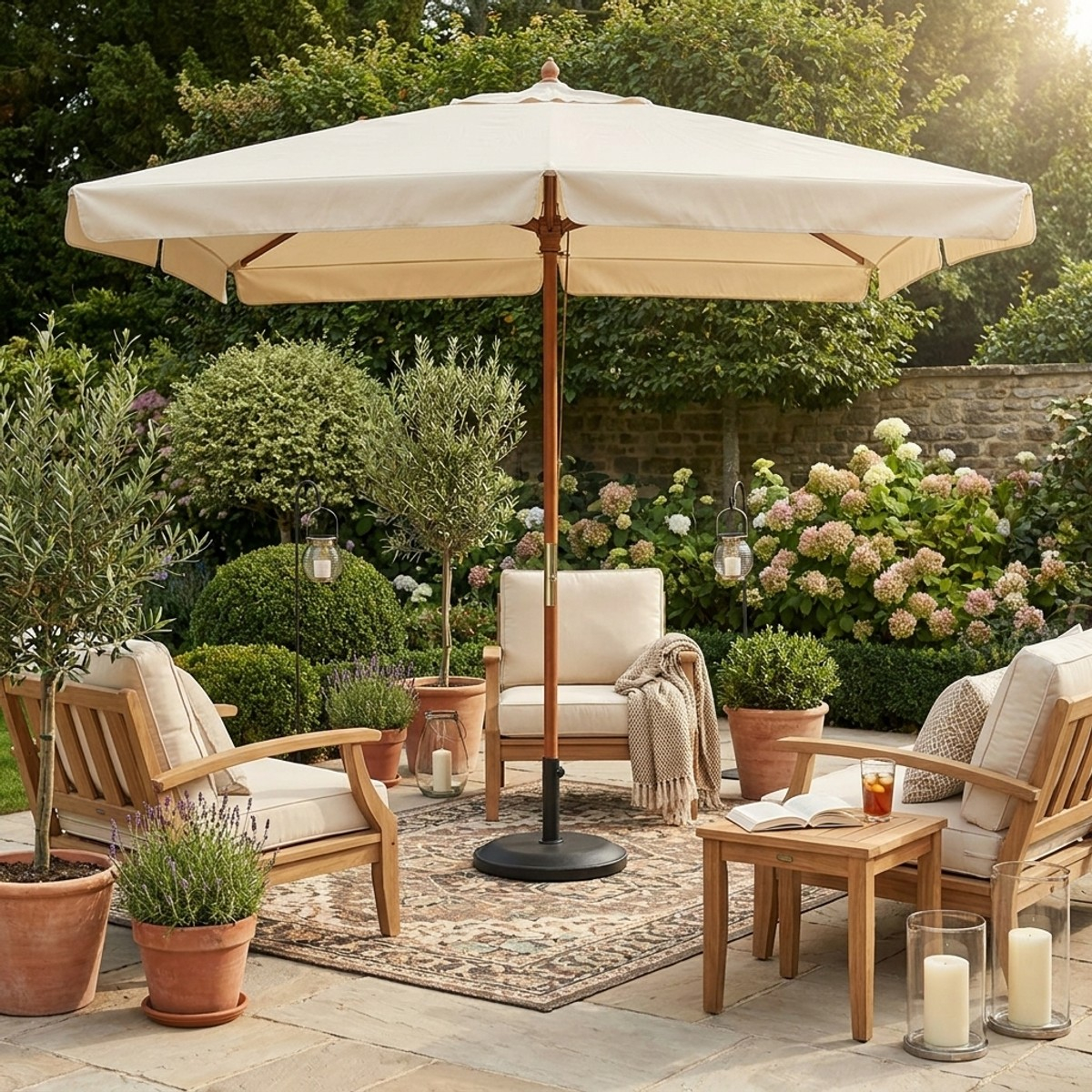 Fantasy 3 x 4 Rectangular Wooden Garden Parasol — 2