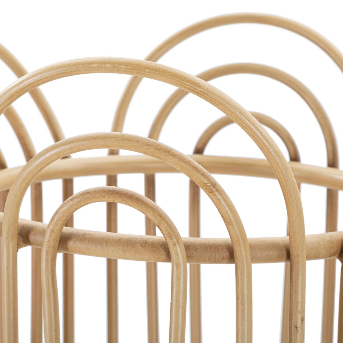 Panama round metal and woven rattan plant stand — 3