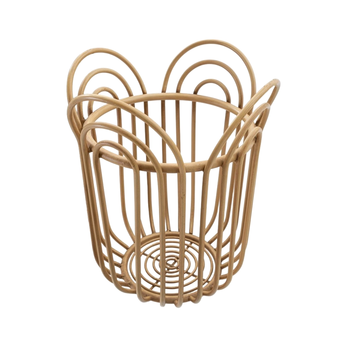 Panama round metal and woven rattan plant stand — 5