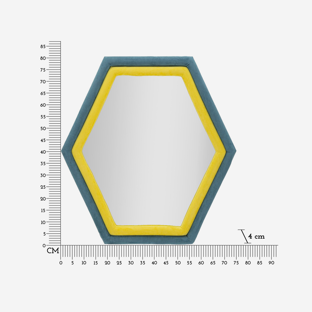 Tony hexagonal wall mirror with Velluto fabric frame — 4