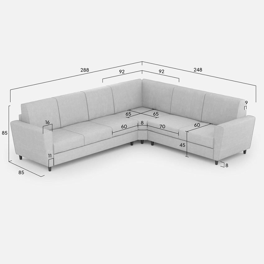 6-Seater Corner Fabric Sofa 288x248 cm Yasel Itamoby — 9