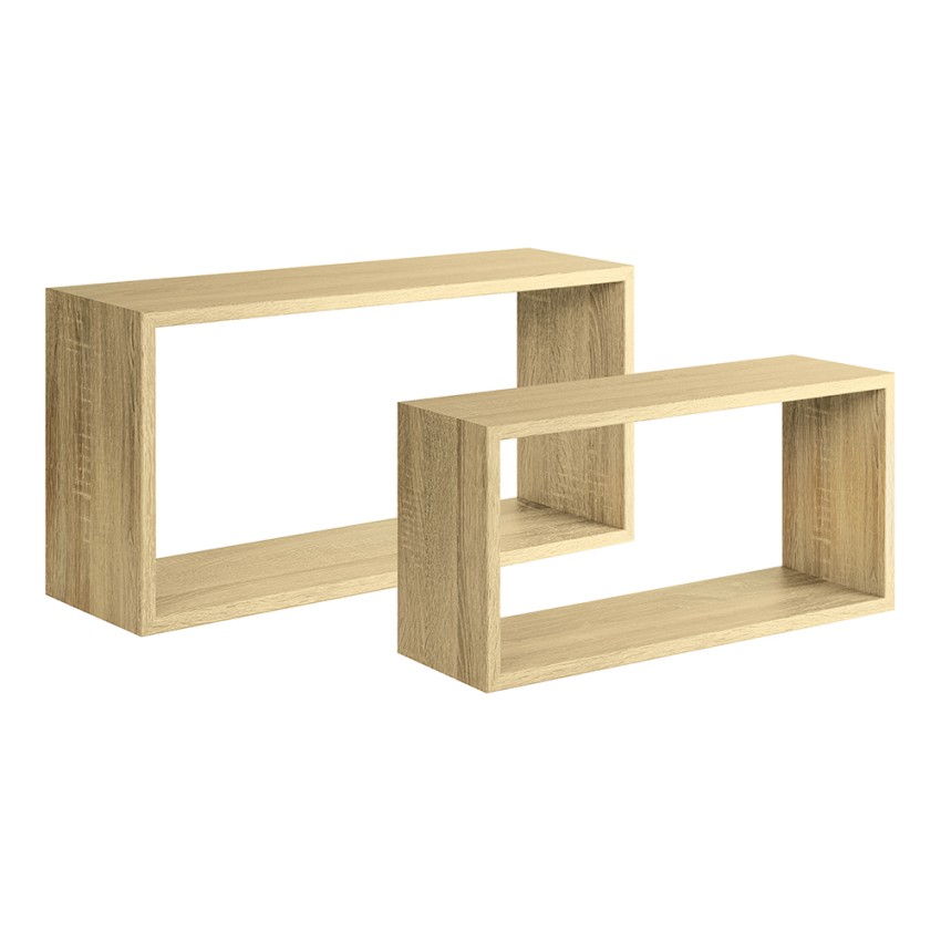 Set of 2 modern rectangular cube floating wall shelves Bislungo — 1