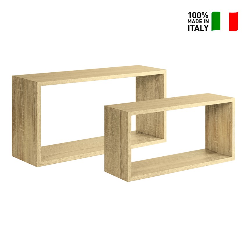 Set of 2 modern rectangular cube floating wall shelves Bislungo — 3