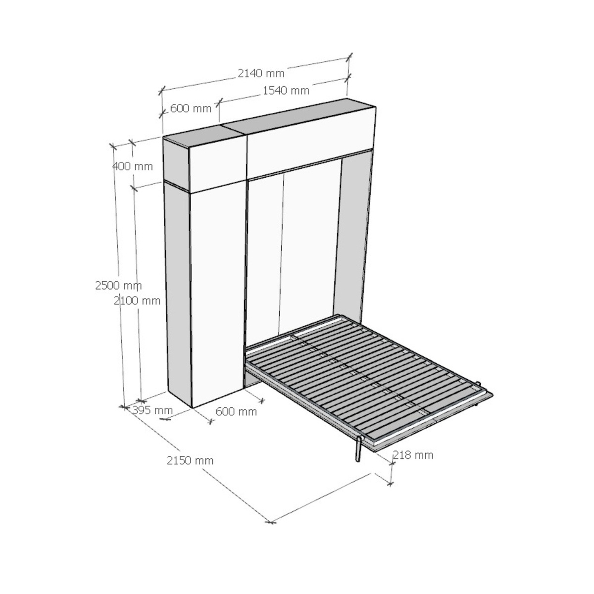Kentaro French Foldaway Wall Bed with Column and Wall Units White — 4