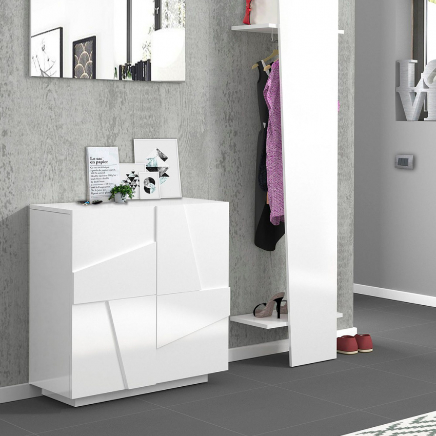 Modern design white shoe cabinet with 2 doors for 16 pairs Ping W16 — 3