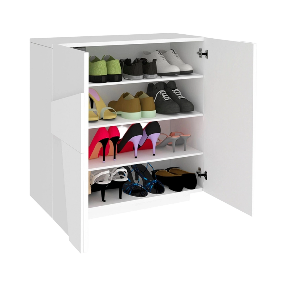 Modern design white shoe cabinet with 2 doors for 16 pairs Ping W16 — 6