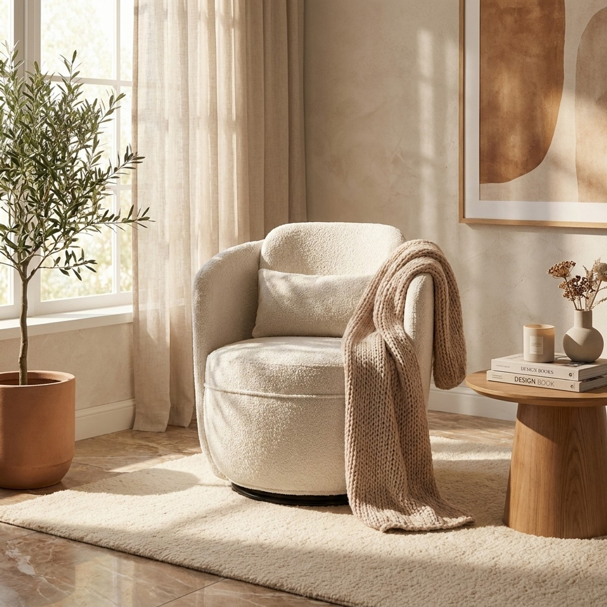 Torino Swivel Fabric Armchair for Living Room — 2