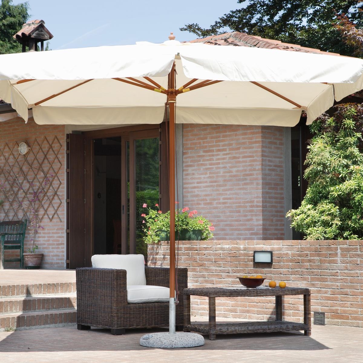 Tanami Rectangular Wooden Centre Pole Garden Parasol 3x2m — 2