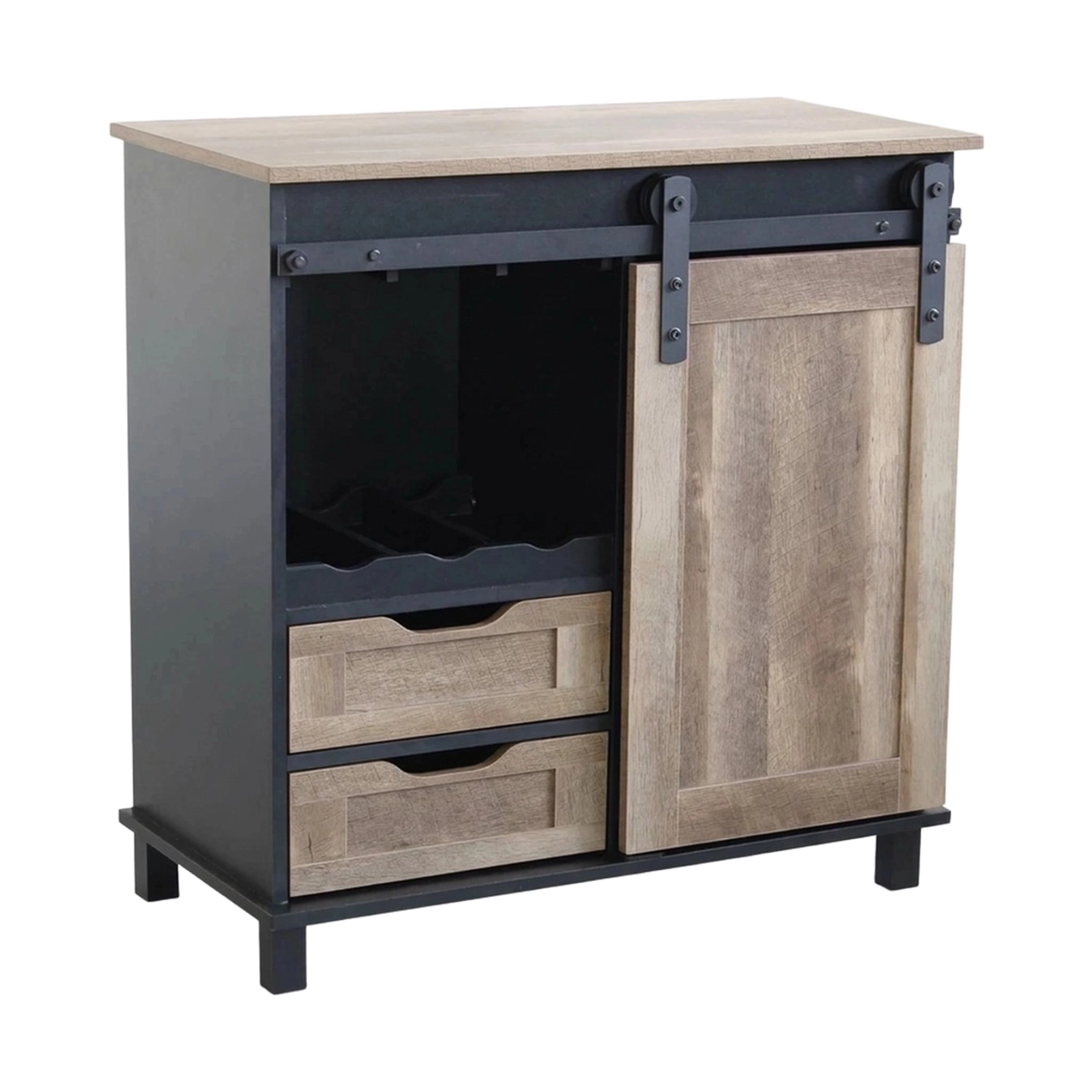 Yvan Industrial Bar Cabinet Sideboard in Wood and Steel — 1