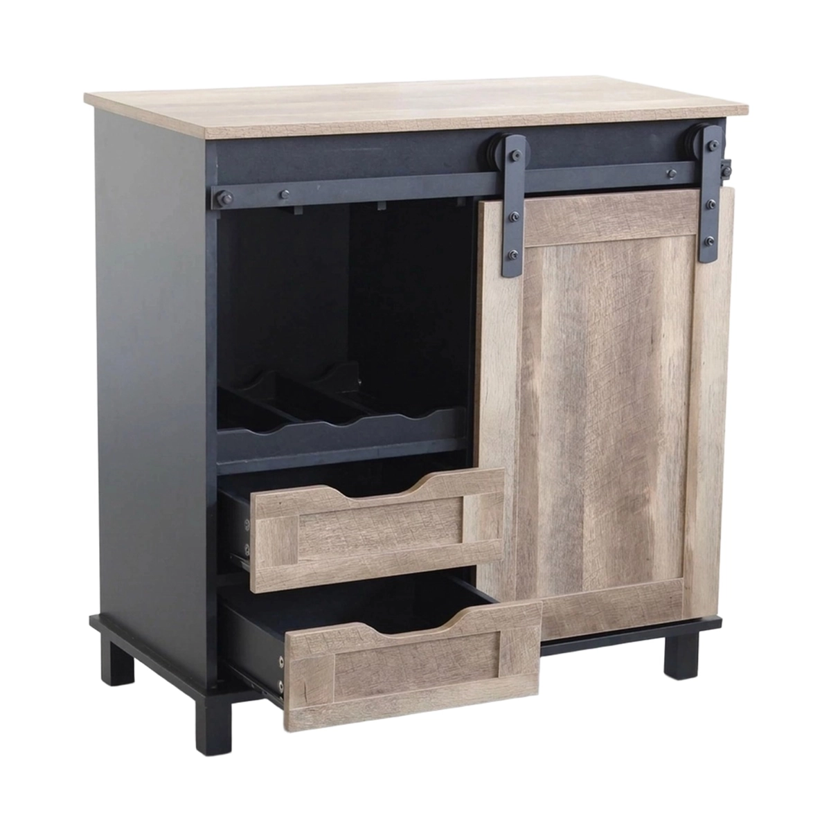 Yvan Industrial Bar Cabinet Sideboard in Wood and Steel — 5