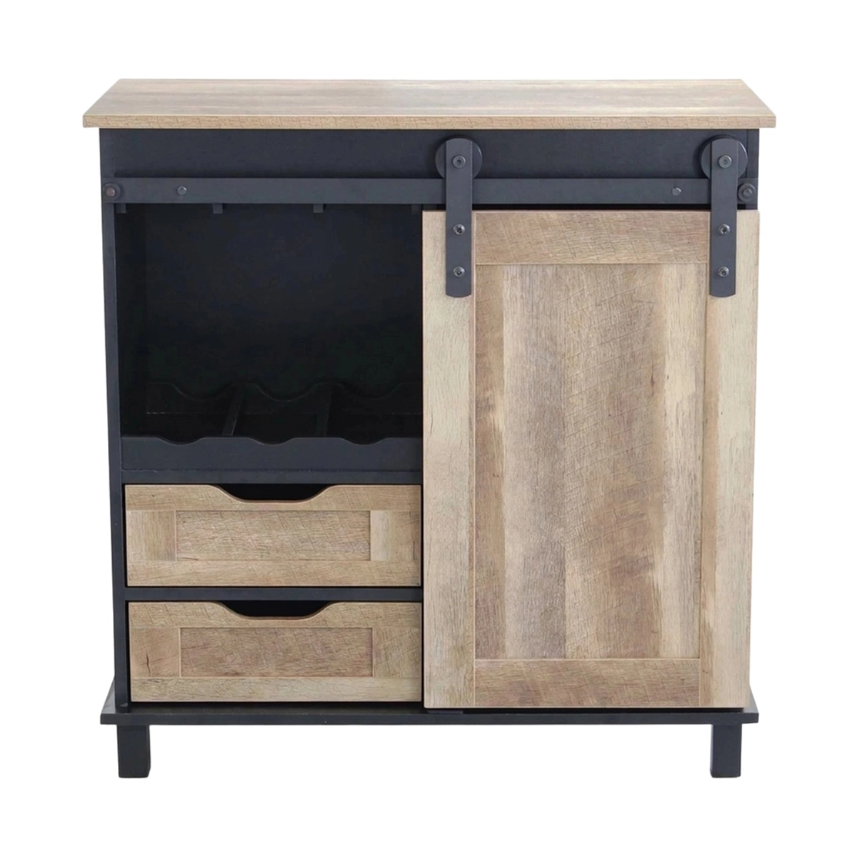 Yvan Industrial Bar Cabinet Sideboard in Wood and Steel — 6