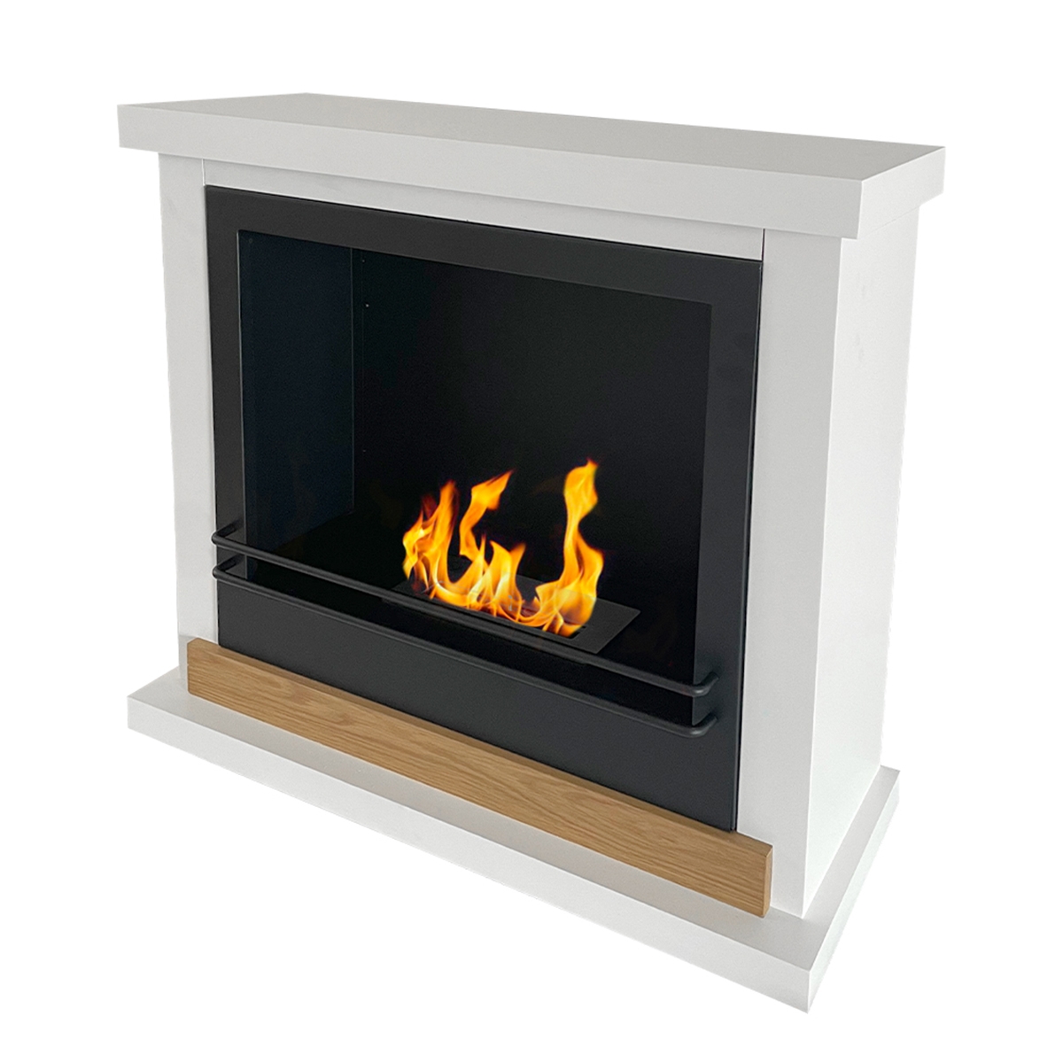 Divina Fire Stoccolma Freestanding Bioethanol Fireplace White Wood 75x24x68 cm — 2
