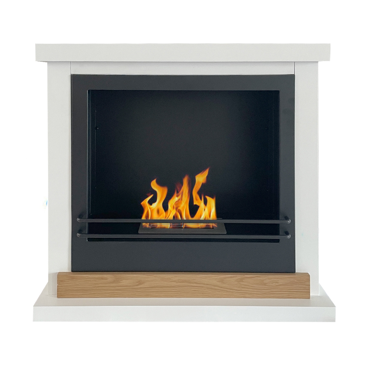 Divina Fire Stoccolma Freestanding Bioethanol Fireplace White Wood 75x24x68 cm — 3