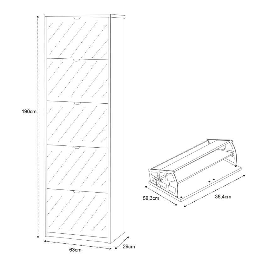 Modern 5 Mirrored Doors Shoe Cabinet 25 Pairs Sarmog Roy — 4