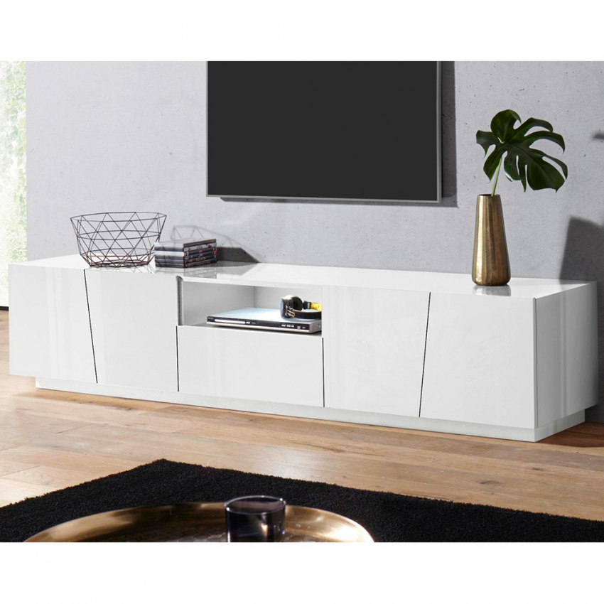 White TV cabinet with 4 doors and 1 drawer Vega Low XL — 3