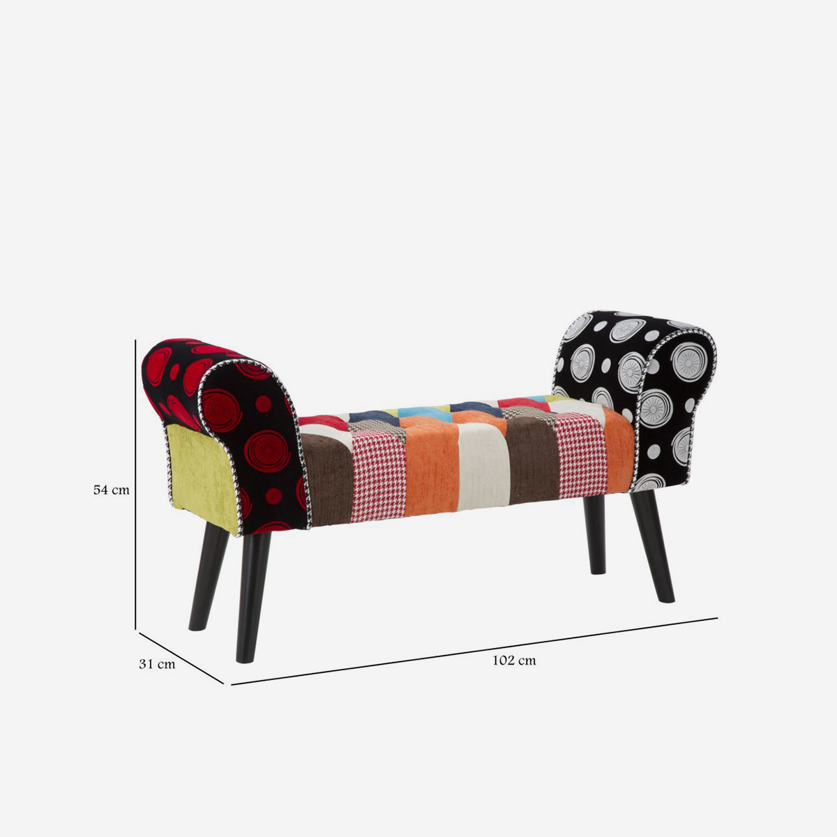 Imperial Upholstered Patchwork Wooden Bench Mauro Ferretti — 5