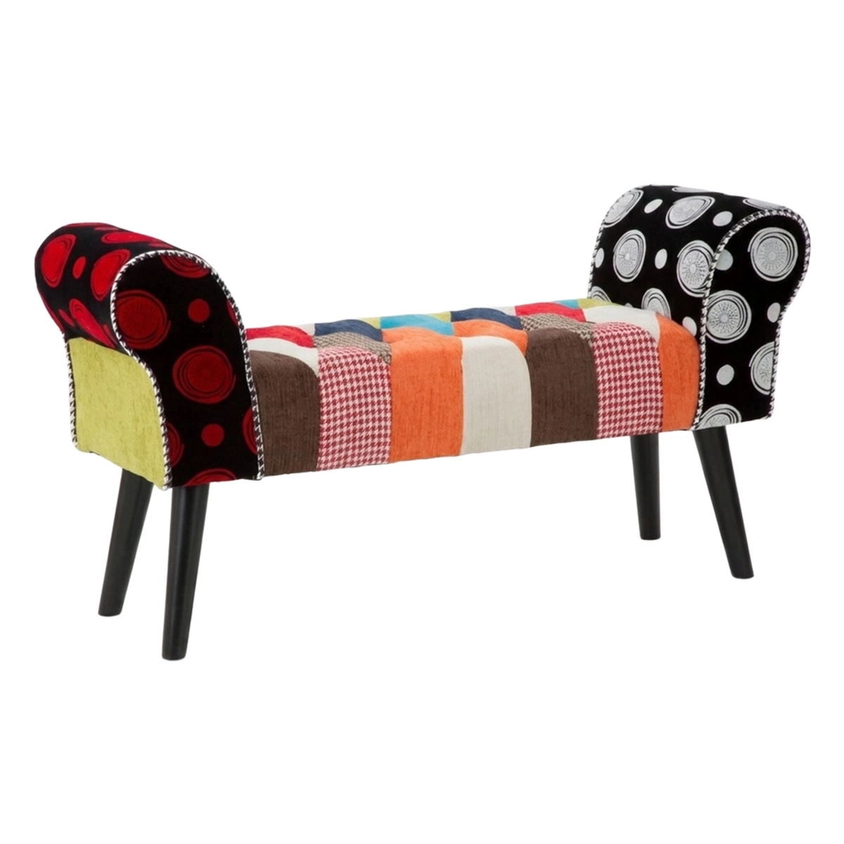 Imperial Upholstered Patchwork Wooden Bench Mauro Ferretti — 1