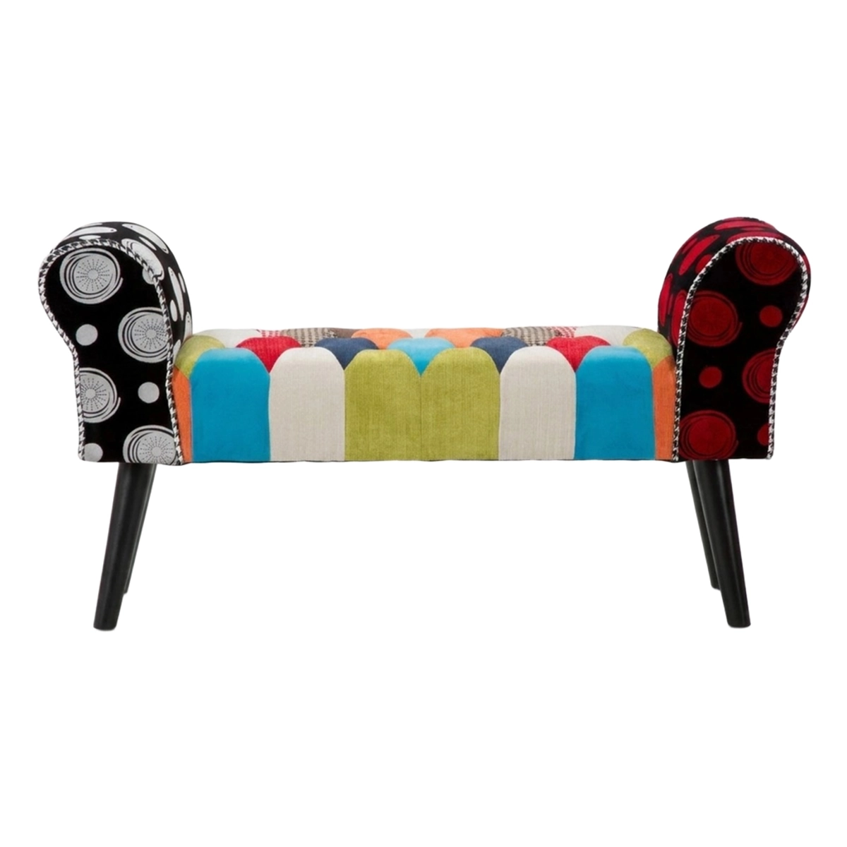 Imperial Upholstered Patchwork Wooden Bench Mauro Ferretti — 6