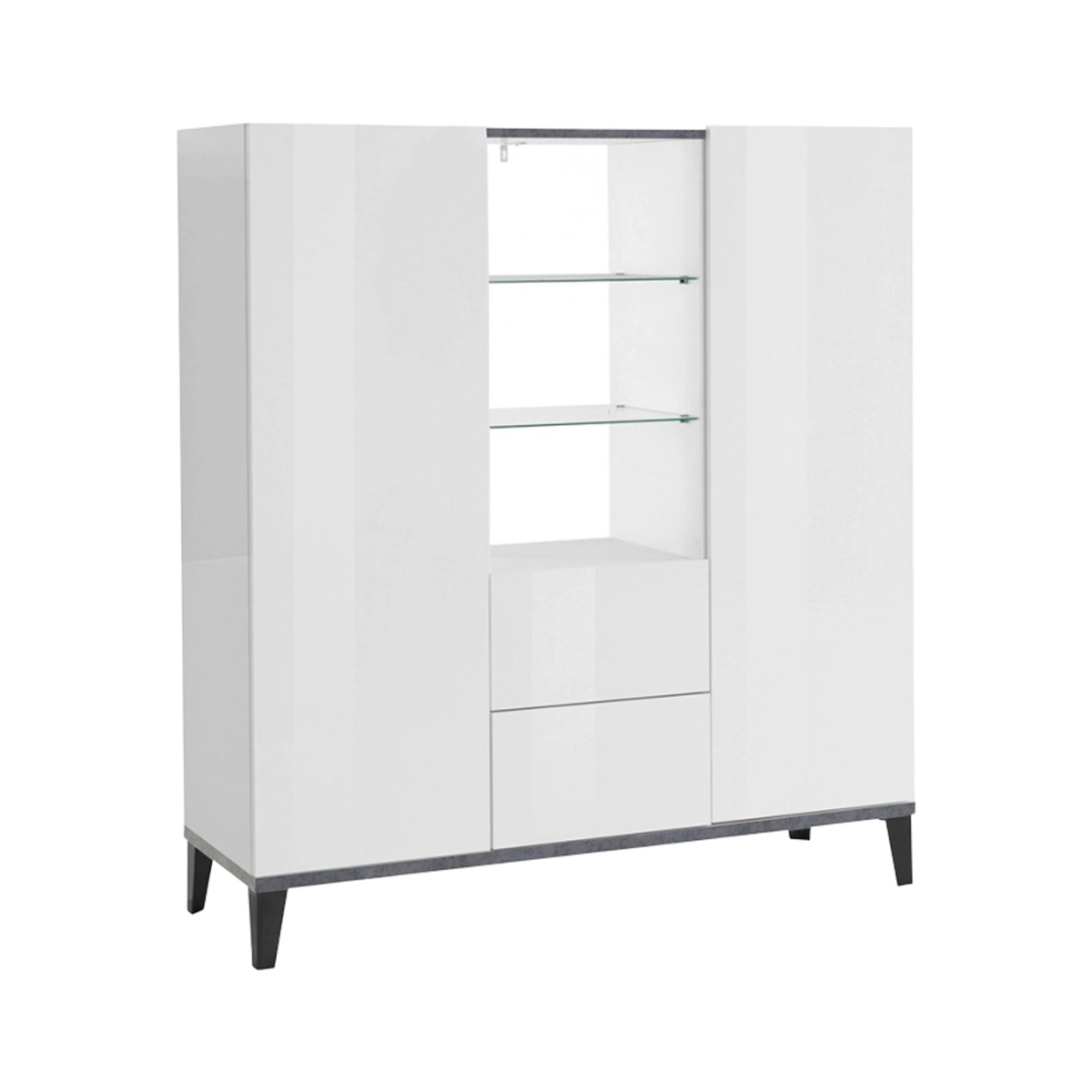 Sideboard display cabinet 120x40cm 2 doors 2 drawers glass shelves Valerie — 4
