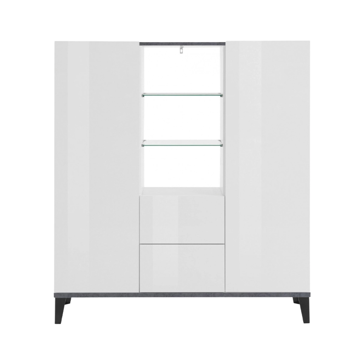 Sideboard display cabinet 120x40cm 2 doors 2 drawers glass shelves Valerie — 6