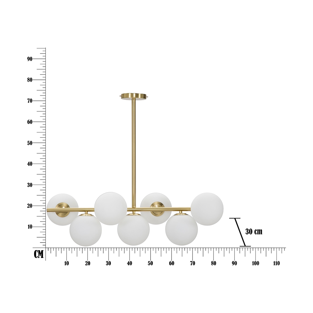Glamy 7 Modern Gold Metal Chandelier with White Glass Globes — 7