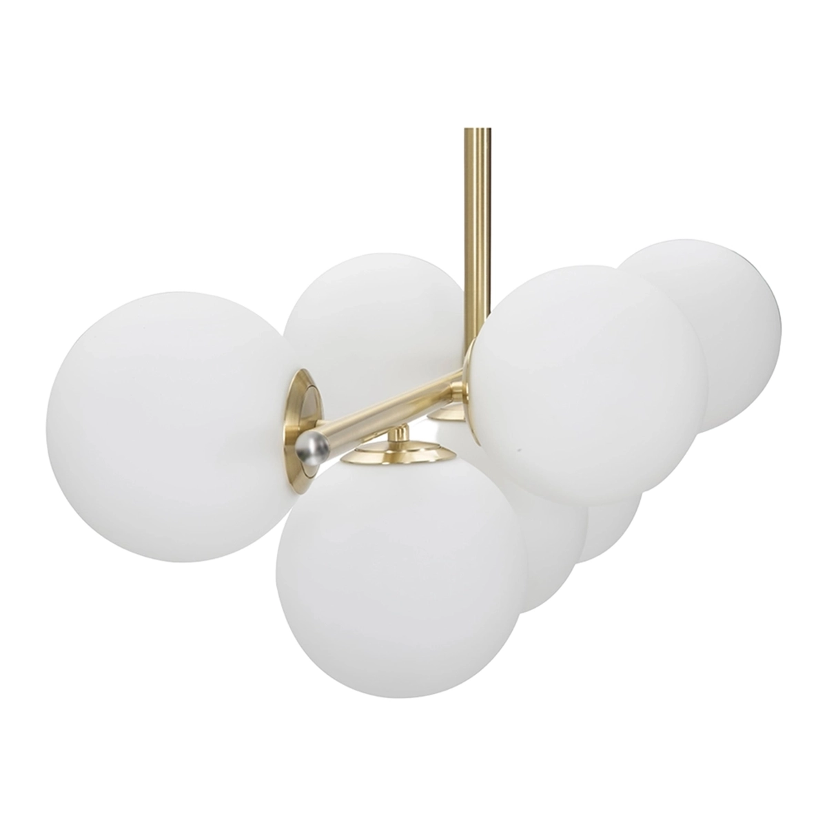 Glamy 7 Modern Gold Metal Chandelier with White Glass Globes — 4