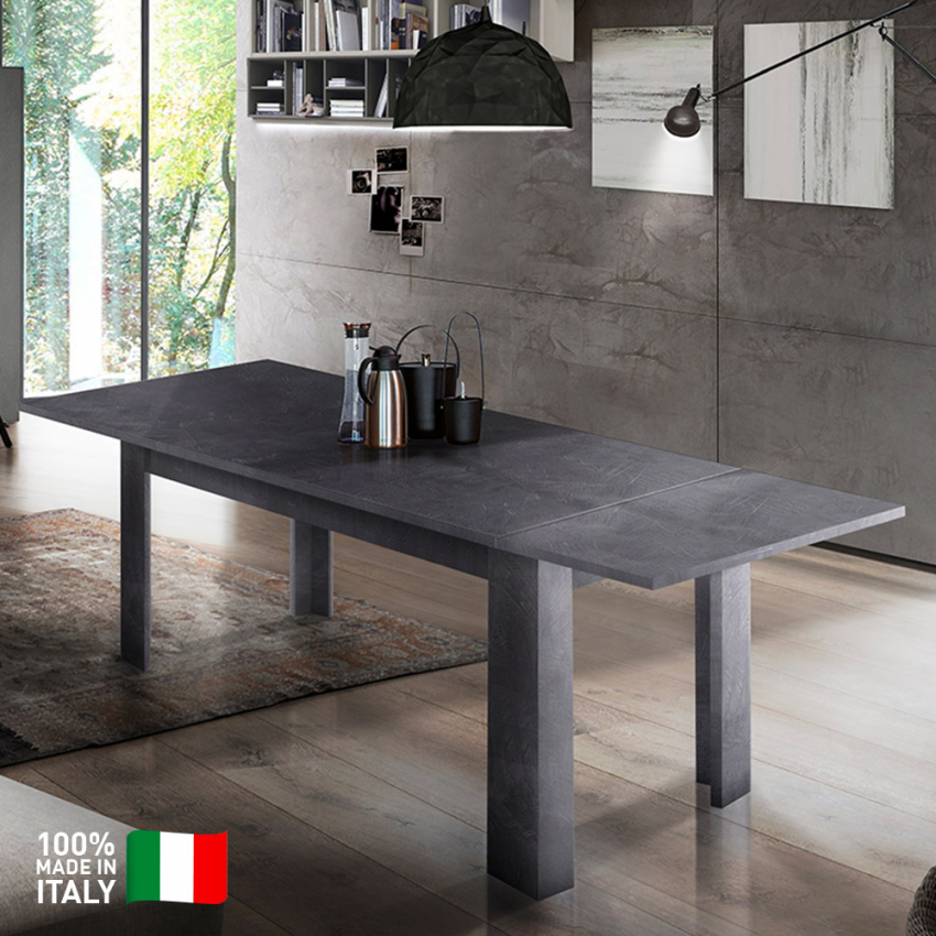 Extendable Dining Table 140-190x90cm Slate Living Room Jesi Mile — 3