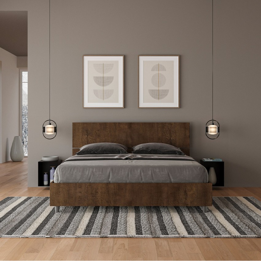 Double bed 160x190 walnut wood with slatted base Demas I Noix — 3