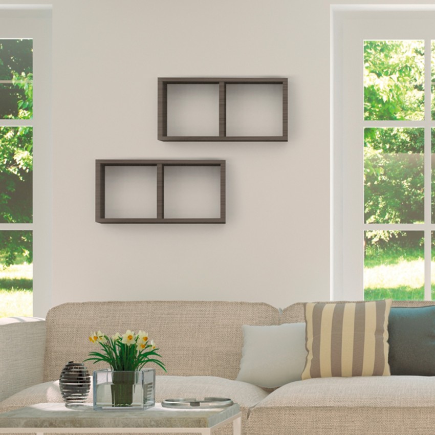 Morgana Maxi Modern Rectangular Wall Cube Shelf with 2 Compartments — 1