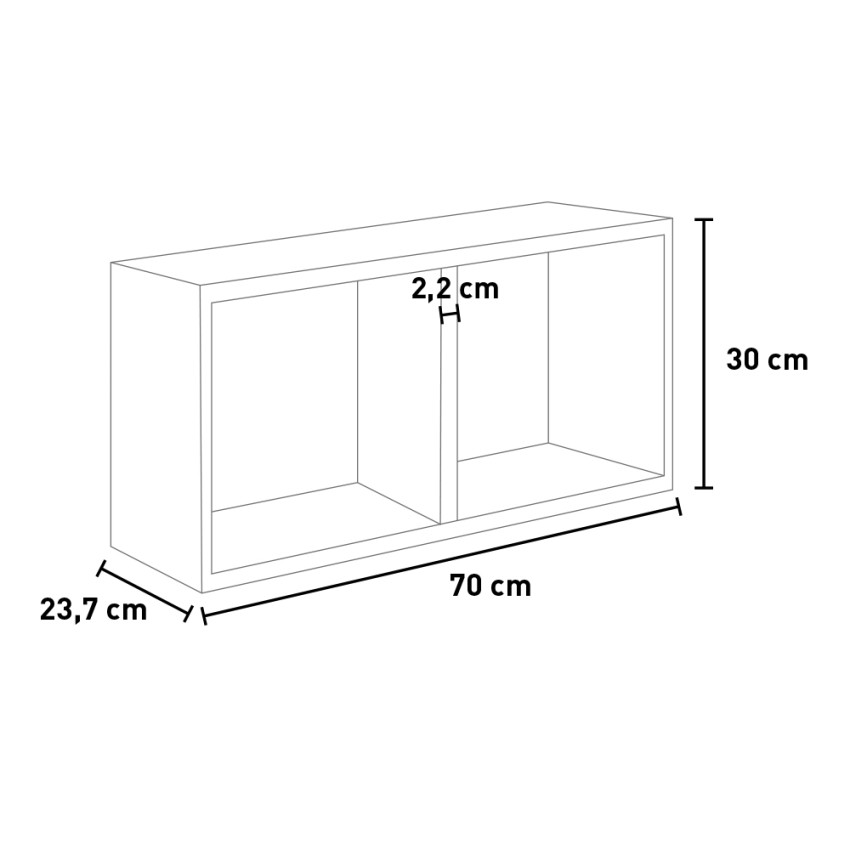 Morgana Maxi Modern Rectangular Wall Cube Shelf with 2 Compartments — 4
