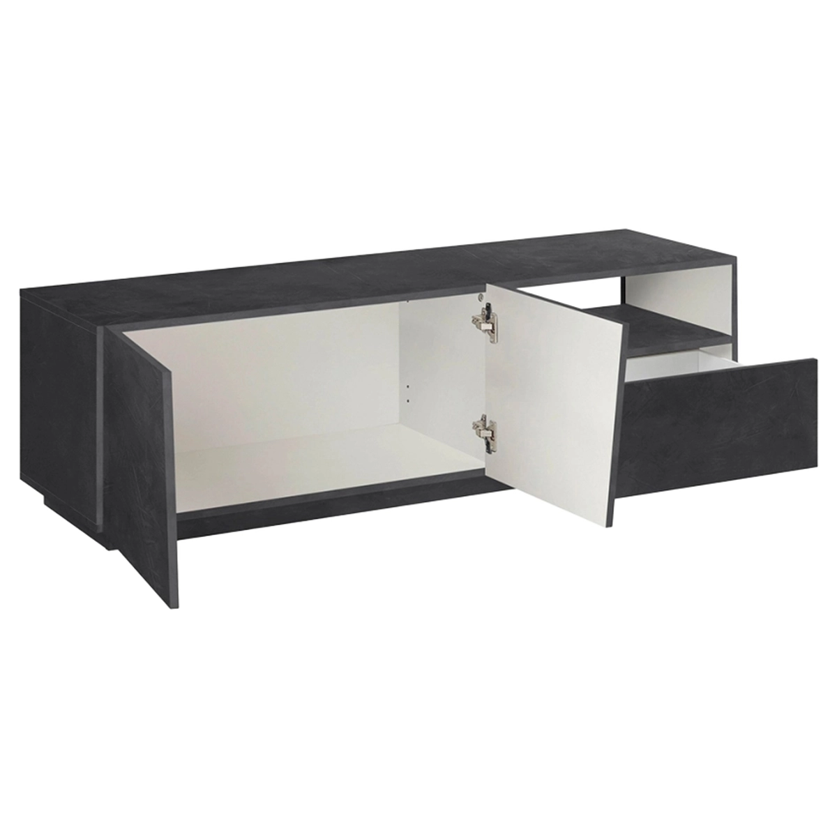 Modern TV cabinet with sliding drawer and doors 150cm Vega Low Ardesia — 5