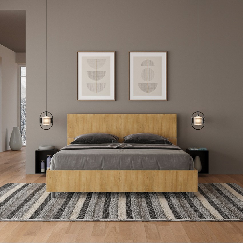 Demas Nod Double Bed with Storage 160x190 Oak Finish — 3