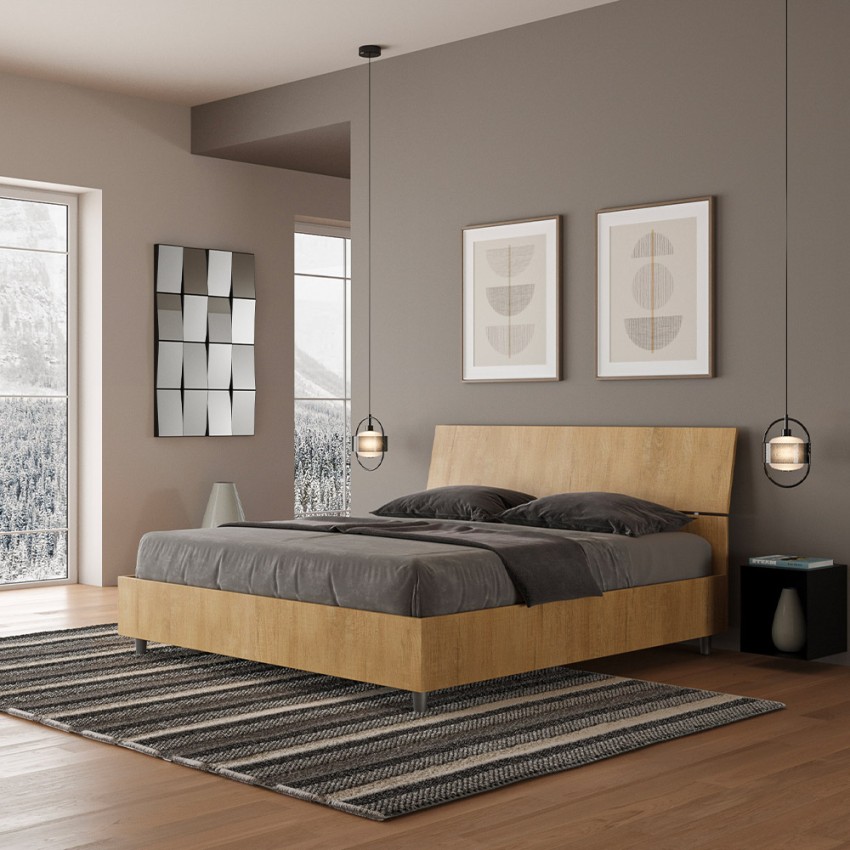 Demas Nod Double Bed with Storage 160x190 Oak Finish — 2
