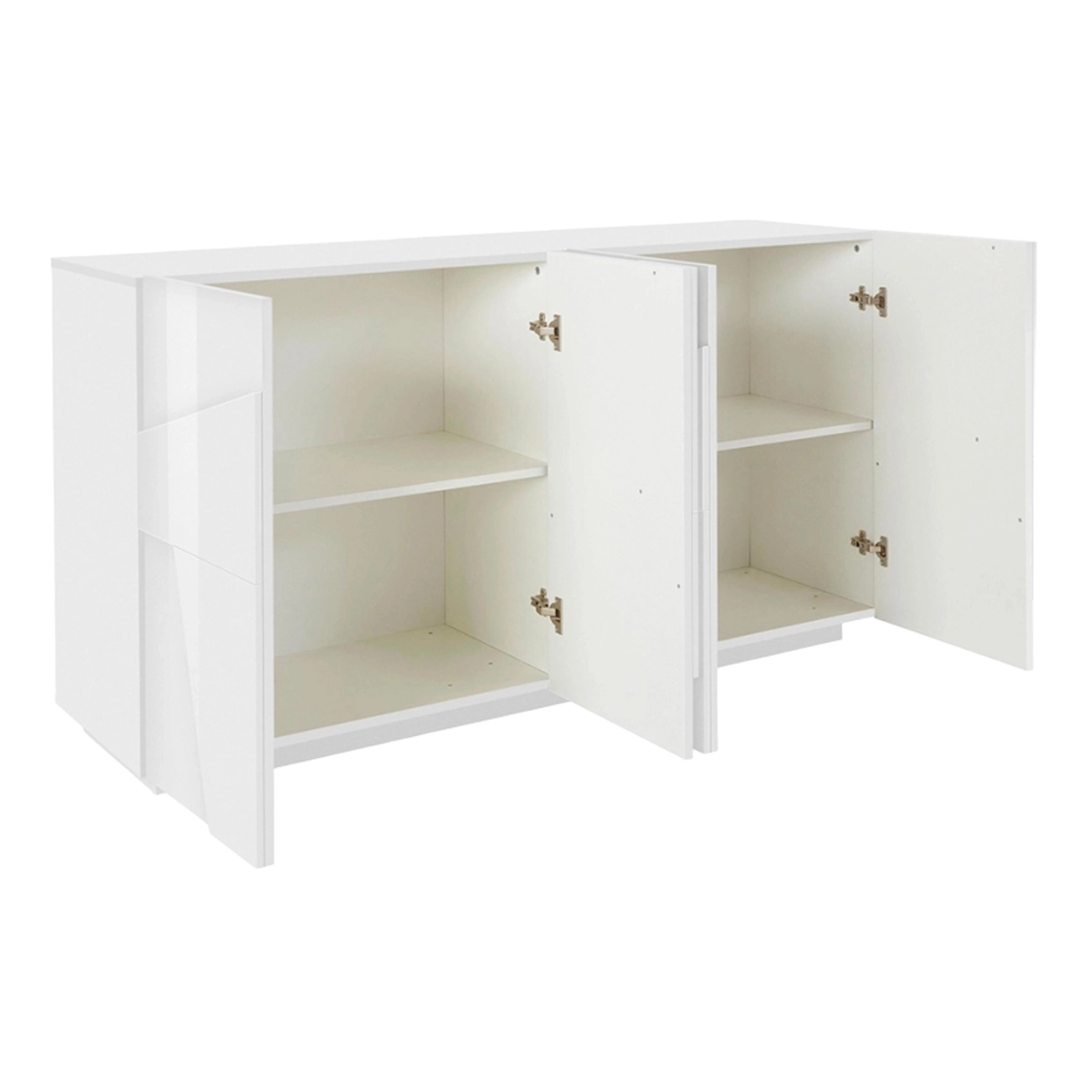 White modern sideboard with 4 doors 2 compartments 2 shelves Ping Side L — 5