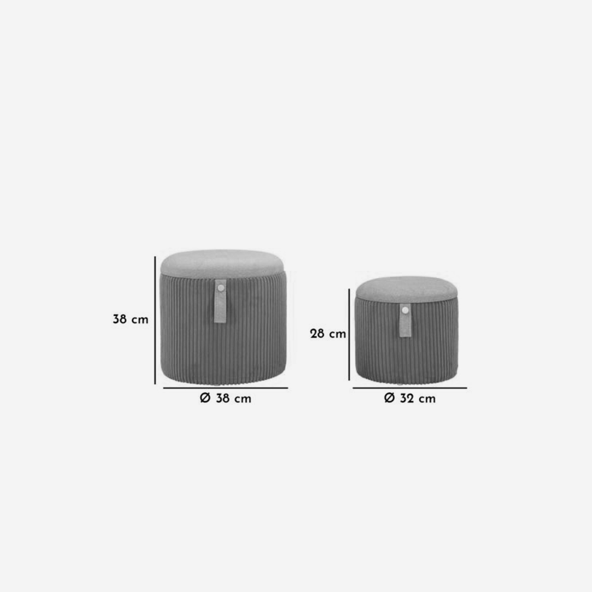 Set of 2 Bolzano padded round storage ottomans — 5