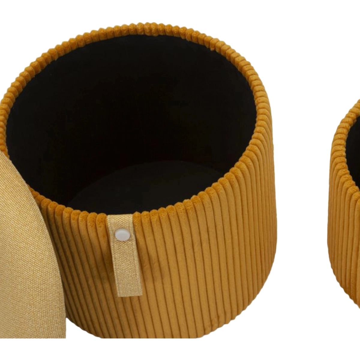 Set of 2 Bolzano padded round storage ottomans — 3