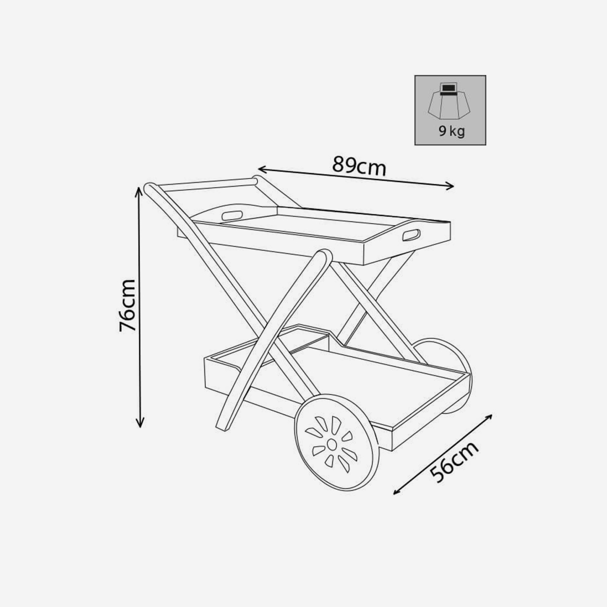 Trolley Bar Cosma Wooden Folding Outdoor Serving Cart — 4
