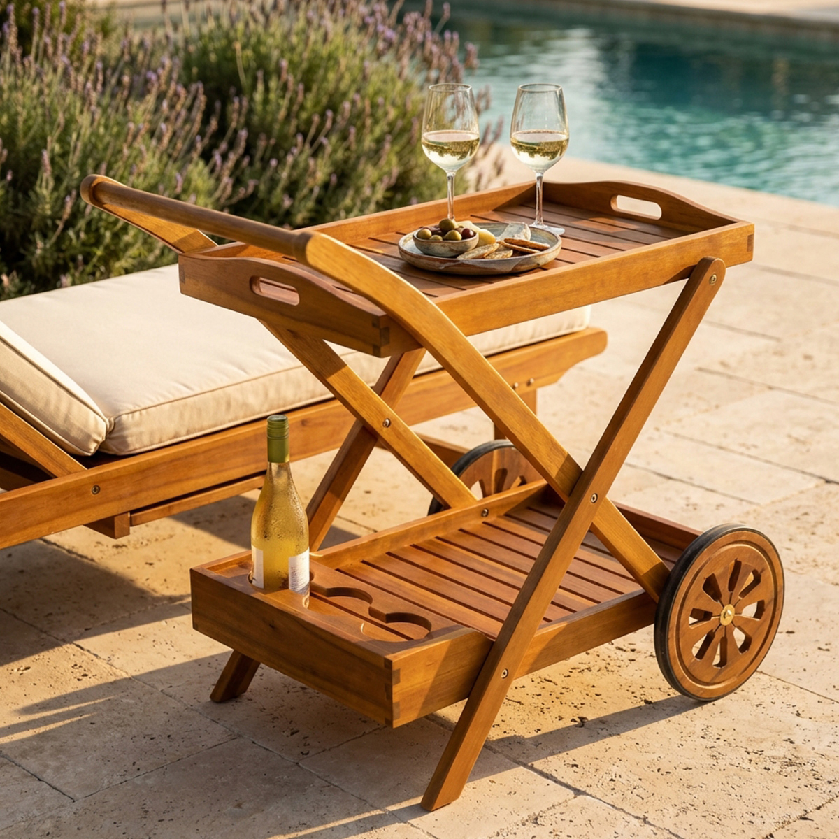 Trolley Bar Cosma Wooden Folding Outdoor Serving Cart — 3