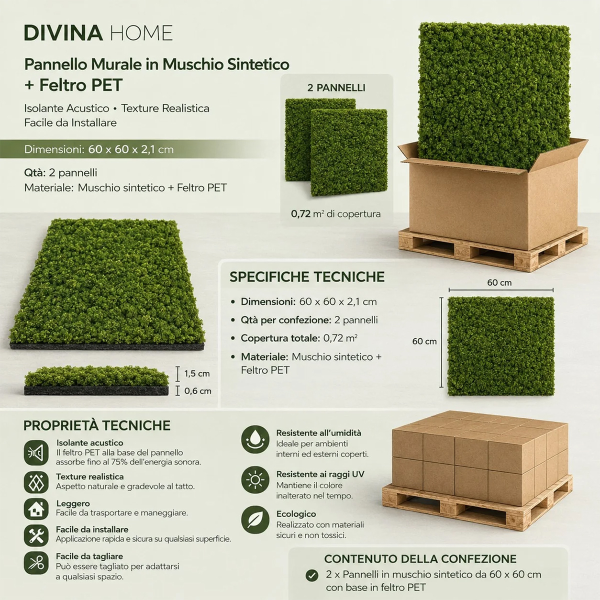 Decorative synthetic moss acoustic panels Stark — 5