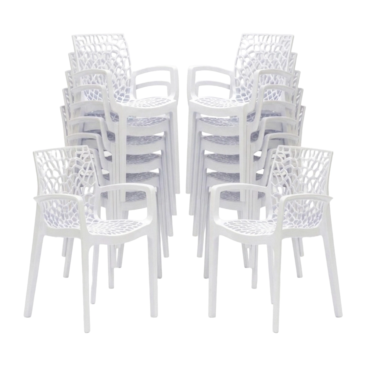 Set of 22 Gruvyer Arm Grand Soleil chairs with armrests glossy polymer — 1