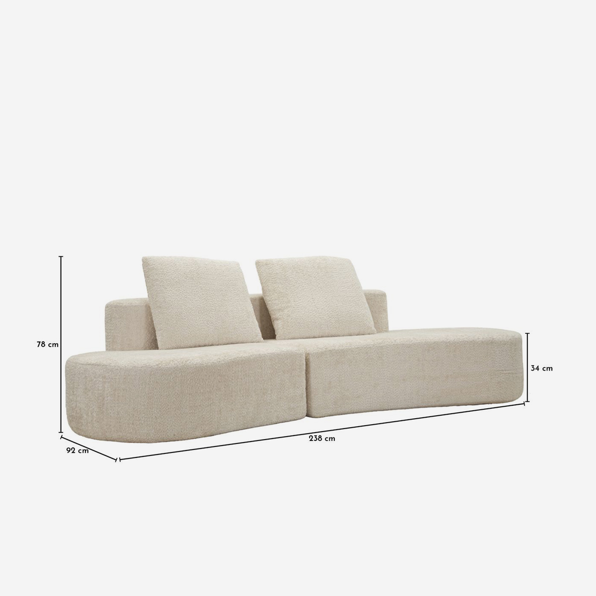 Island Modern 3 Seater Bouclé Sofa 238 cm Mauro Ferretti — 6