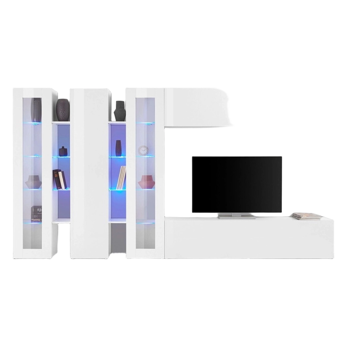 Modern Living Room Wall Unit with TV Stand 2 Display Cabinets Joy Mir — 7