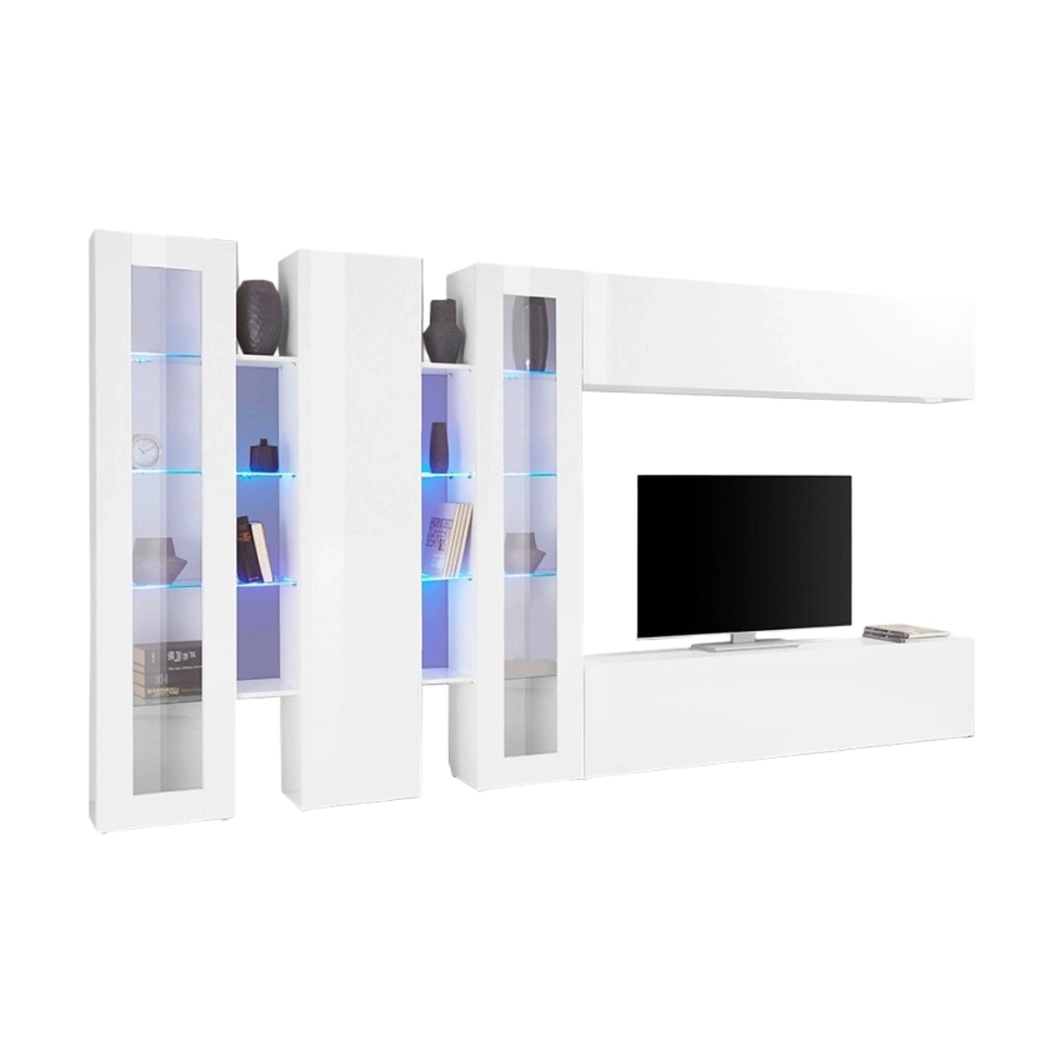 Modern Living Room Wall Unit with TV Stand 2 Display Cabinets Joy Mir — 6