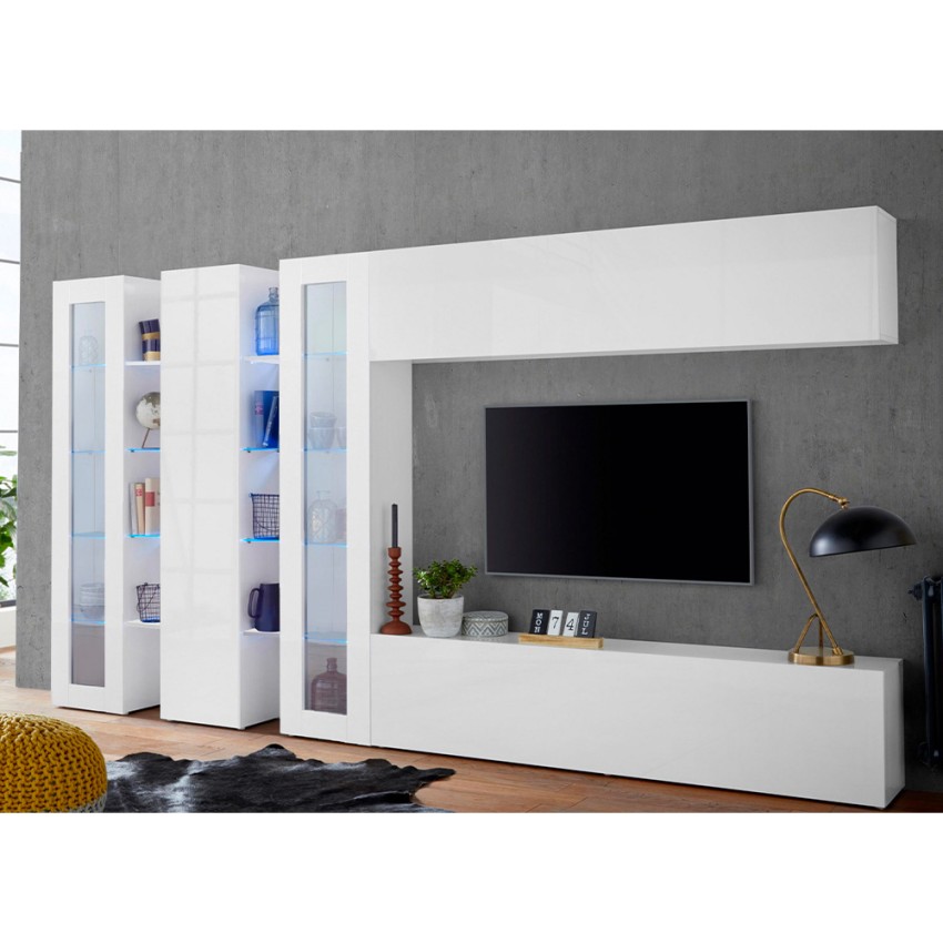 Modern Living Room Wall Unit with TV Stand 2 Display Cabinets Joy Mir — 3