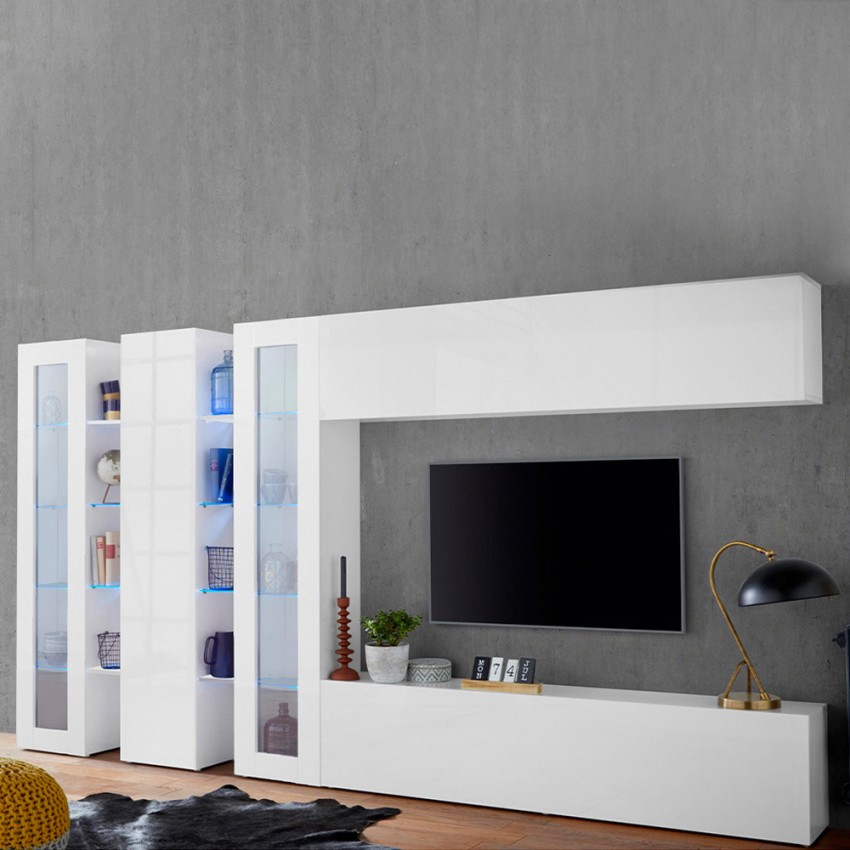 Modern Living Room Wall Unit with TV Stand 2 Display Cabinets Joy Mir — 2