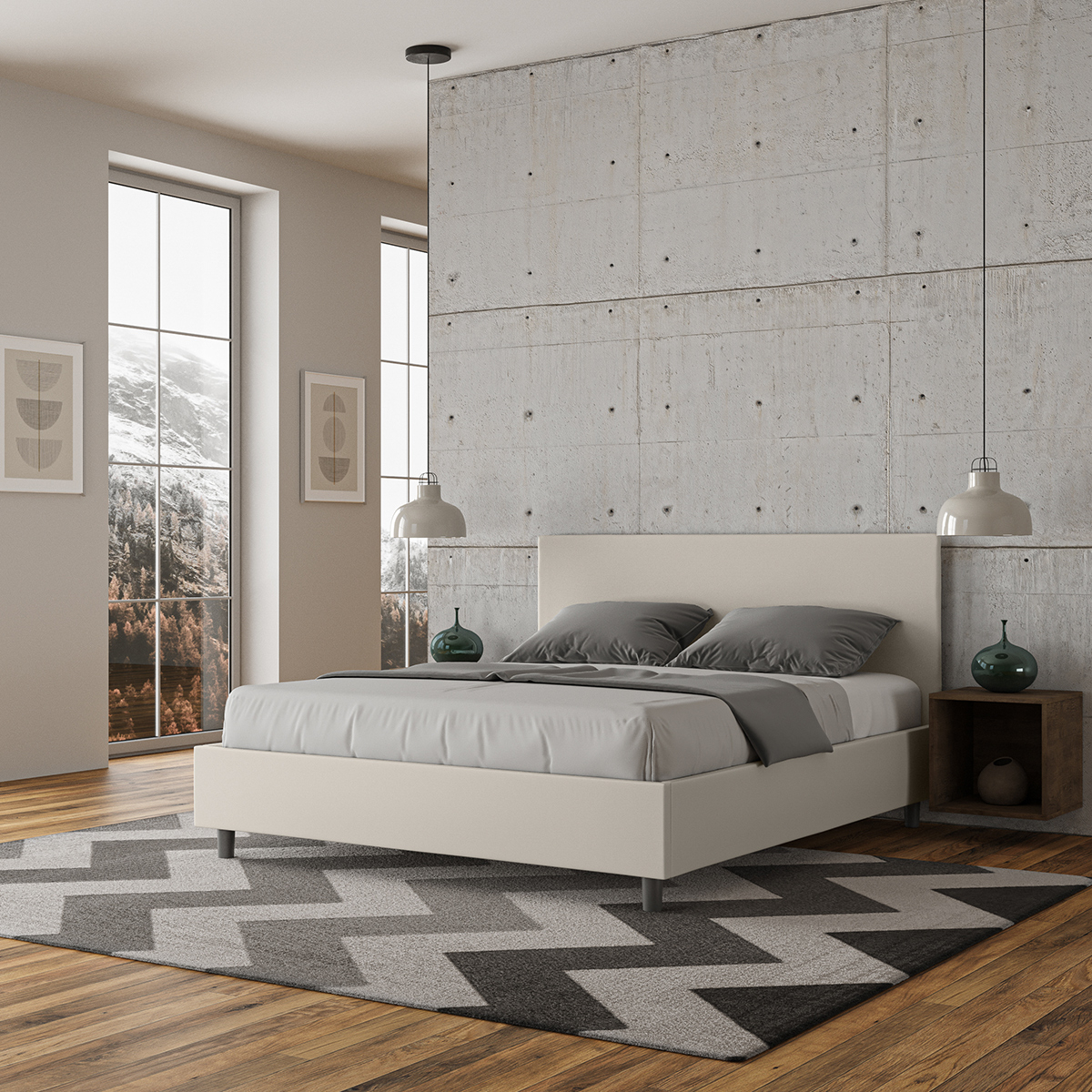 Adele M 160x190 Double Storage Bed in Faux Leather — 2