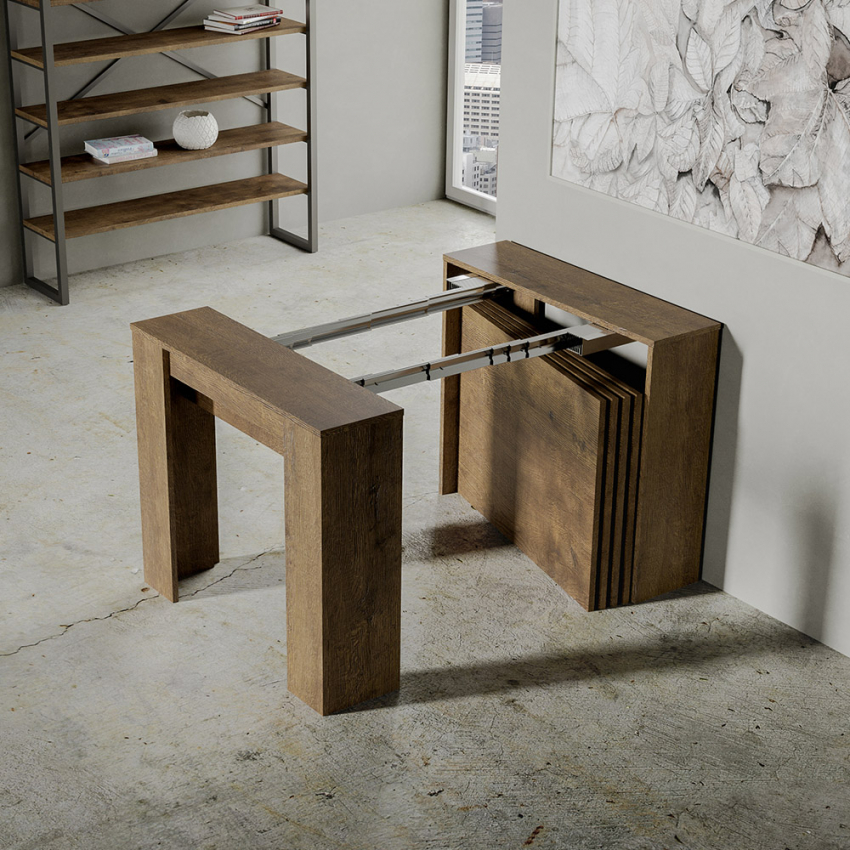 Extending Dining Console Table 90x48-296cm in Wood Venus Noix — 4